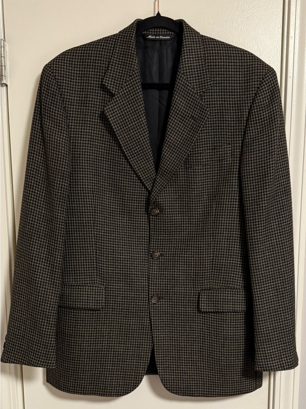 Jack Victor 100% Virgin Wool Brown Black Check Sport Coat Blazer 42R